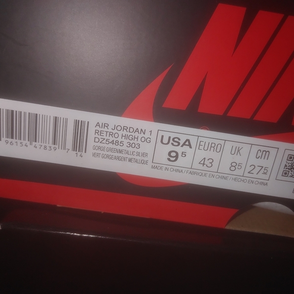 Nike Air Jordan 1 Gorge Green size 9.5m - Picture 8 of 8